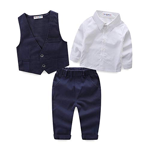 LittleSpring フォーマル スーツ ベスト シャツ ズボン キッズ 男の子 長袖 セットアップ 子供服 ボーイズ 結婚式 発表会 七五三 入園式 入学式 卒業式 お受験 冠婚葬祭 紺色 ネイビー 130 LittleSpring フォーマル スーツ ベスト シャツ ズボン キッズ 男の子 長袖 セットアップ 子供服 ボーイズ 結婚式 発表会 七五三 入園式 入学式 卒業式 お受験 冠婚葬祭 紺色 ネイビー 130