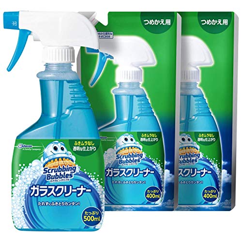 スクラビングバブル (Scrubbing Bubbles) ガラス用洗剤 ガラスクリーナー 液体タイプ 本体 500ml + 詰め替え用 400ml×2個 鏡 窓ガラス用 掃除グッズ 汚れ落とし まとめ買い スクラビングバブル (Scrubbing Bubbles) ガラス用洗剤 ガラスクリーナー 液体タイプ 本体 500ml + 詰め替え用 400ml×2個 鏡 窓ガラス用 掃除グッズ 汚れ落とし まとめ買い