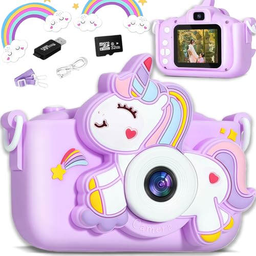 【視力保護】キッズカメラ 子供用 デジタルカメラ トイカメラ 子供 カメラ おもちゃ 1080P HD 動画 4800万画素 8500枚写真保存 32GB SDカード付き 2.0インチIPS画面 8倍ズーム 自撮り タイマー撮影 Type-C充電 明るさ調整 知育玩具 女の子 6 7 8 9 10 11 12歳 誕生日 クリスマス ギフト 男の子 子供の日 プレゼント 日本語説明書 (パープル)