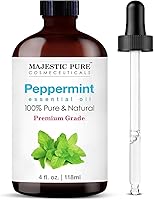 Majestic Pure Peppermint Essential Oil - Huge 118 ml - 100% Pure and Natural Oil for Soap Making Scent- Premium Grade...