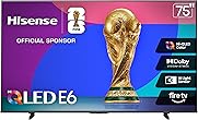 Hisense 75E6SF - 75" E6 Cinema Series Hi-QLED 4K UHD Smart Fire TV, AI Light Sensor, Dolby Vision · Atmos, Voice Remote with Alexa, Motion Rate 120, HDR 10+ Adaptive, Game Mode Plus (2026 New Model)