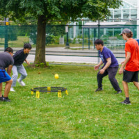 First-year students playing spike ball.