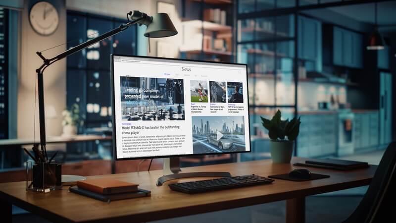 ホームページやWebサイトを作成する様子、お洒落なオフィス