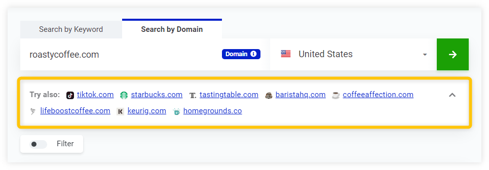 KWFinder - posssible competitors suggestions