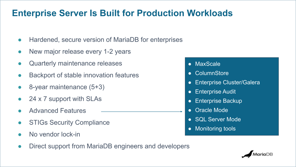 MariaDB Enterprise Server for production workloads