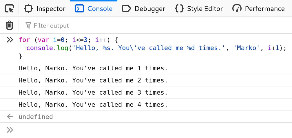 console string substitutions