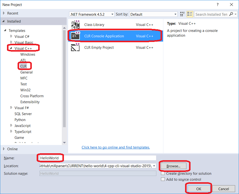 02 - mXparser - Hello World - C++/CLI - Visual Studio 2015