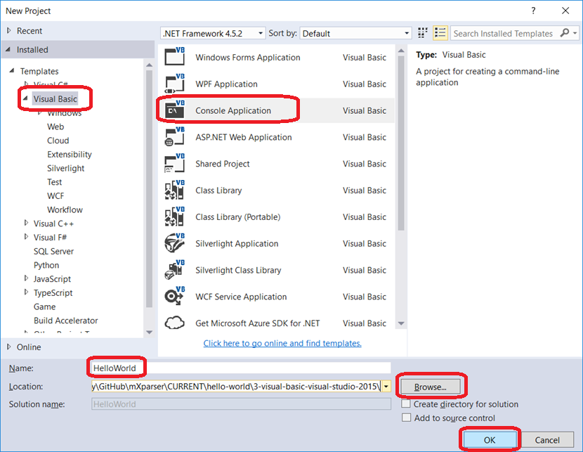 02 - mXparser - Hello World - Visual Basic - Visual Studio 2015