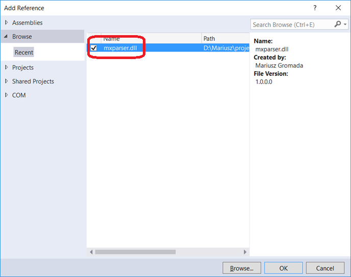 05 - mXparser - Hello World - C++/CLI - Visual Studio 2015