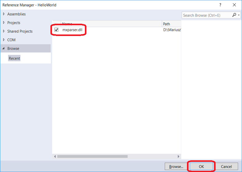 05 - mXparser - Hello World - Visual Basic - Visual Studio 2015