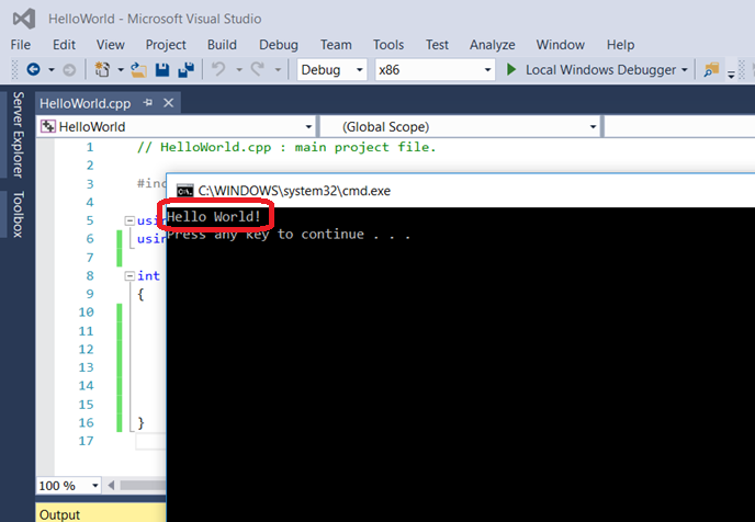 10 - mXparser - Hello World - C++/CLI - Visual Studio 2015