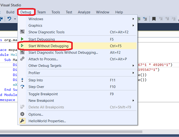 11 - mXparser - Hello World - Visual Basic - Visual Studio 2015