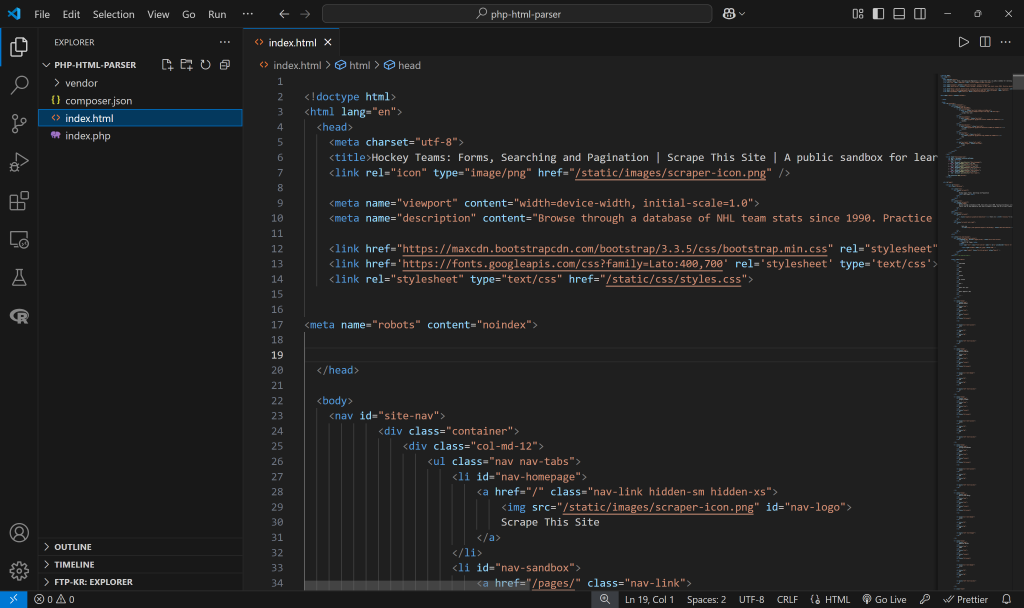 Die Datei index.html im Projektordner