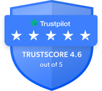Trustpilot Trustscore 4.6 out of 5 stars.