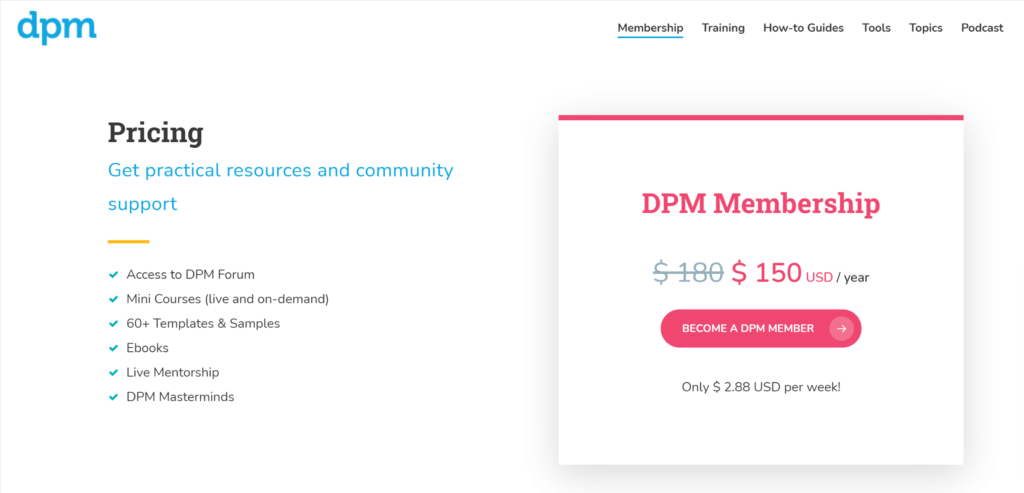 DPM-Membership- | MemberPress Digital Product Manager pricing page