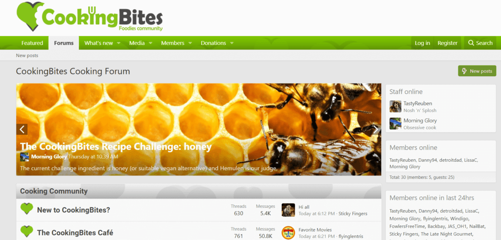 cooking-bites-forum | MemberPress The CookingBites cooking forum landing page