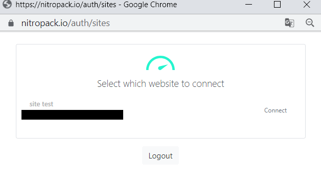 fenêtre connexion directe à NitroPack du site WordPress fenêtre connexion directe à NitroPack du site WordPress