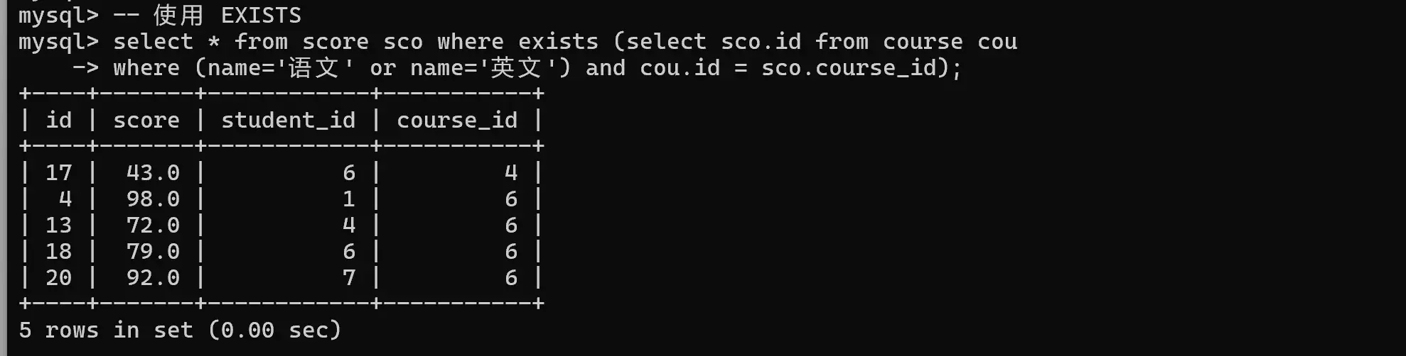 (not)exists 关键字