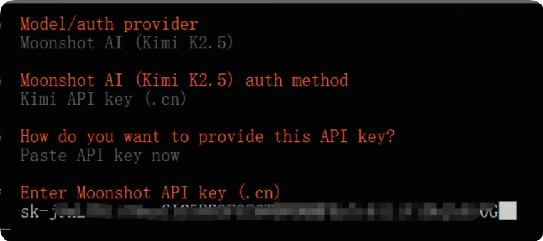 openclaw 选对应平台的 API Key