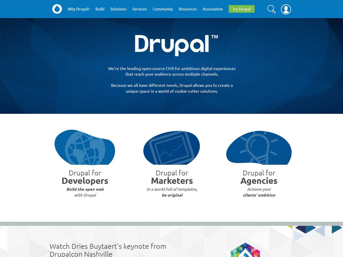 WordPress vs. Drupal vs. Joomla : drupal