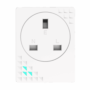 Front view of SensePlug Type G with Cyan LED