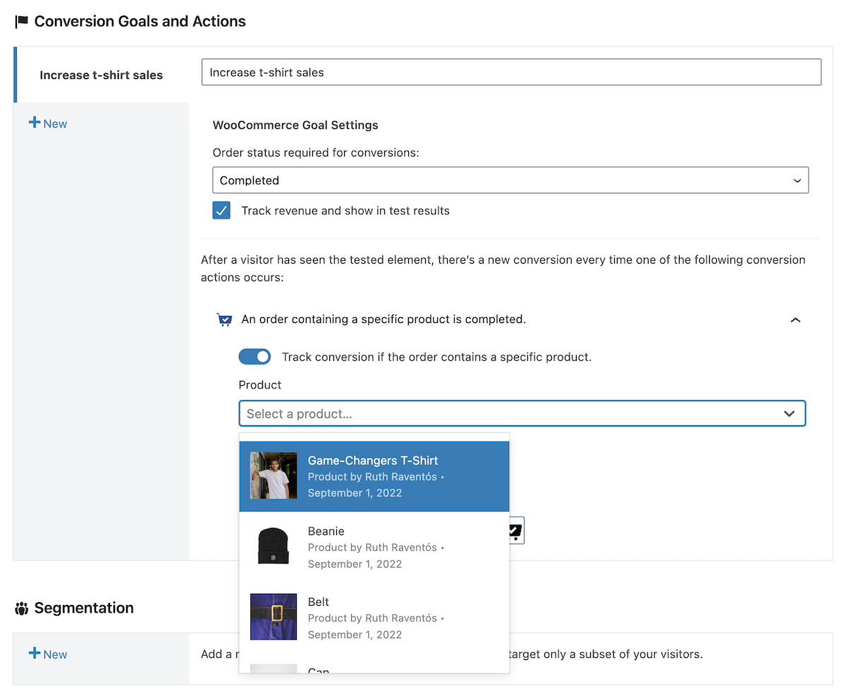Definition of purchase of a product as conversion action
