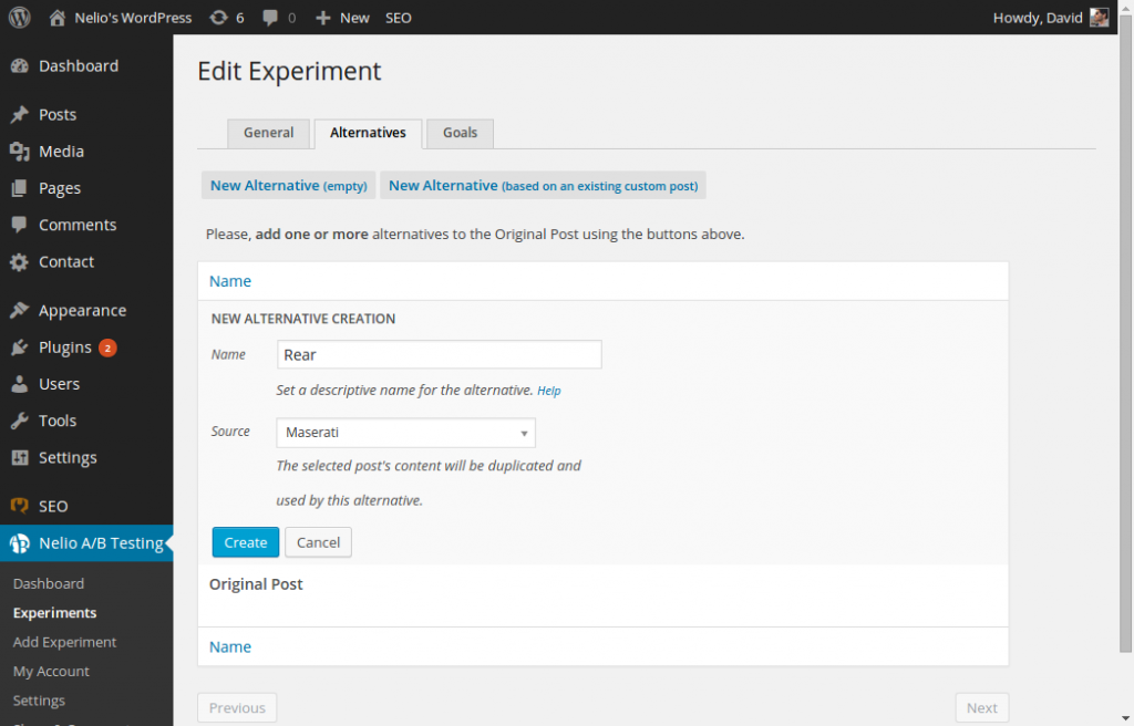 Alternative Content Creation