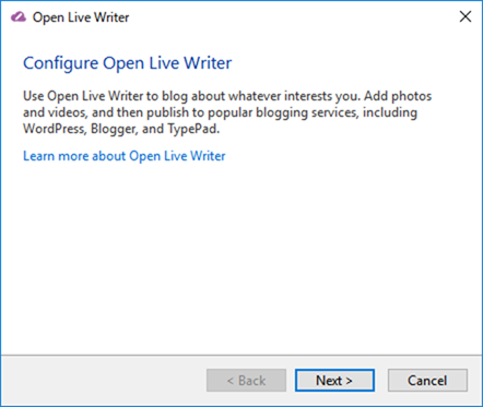 Open Live Writerのインストール画面 Open Live Writerのインストール画面