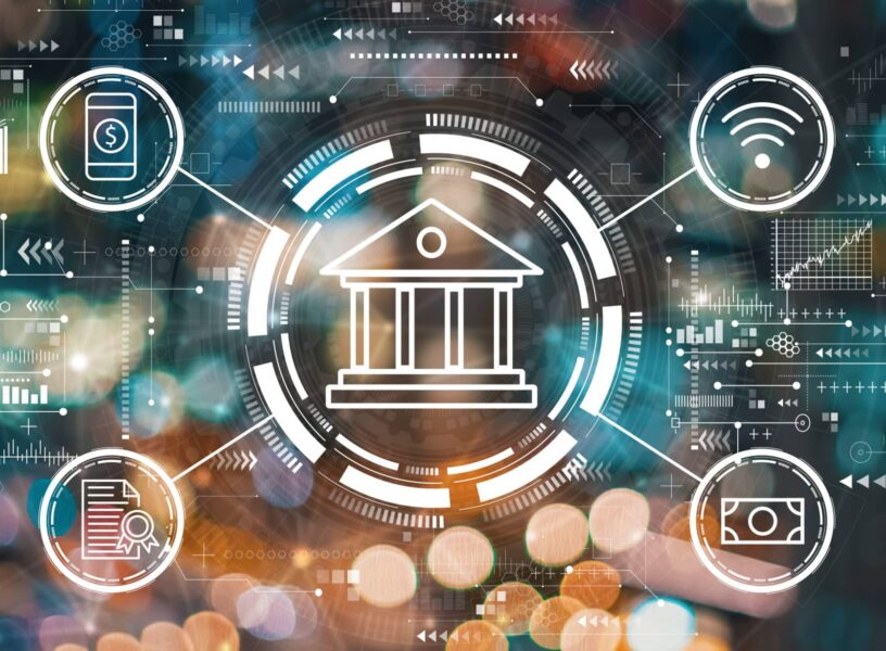 Online banking concept with blurred city lights Online banking concept with blurred city abstract lights background