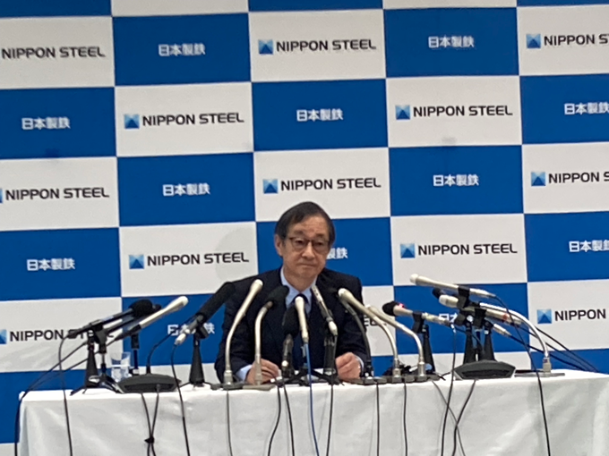 日本製鉄・橋本英二会長の記者会見(1月7日撮影)