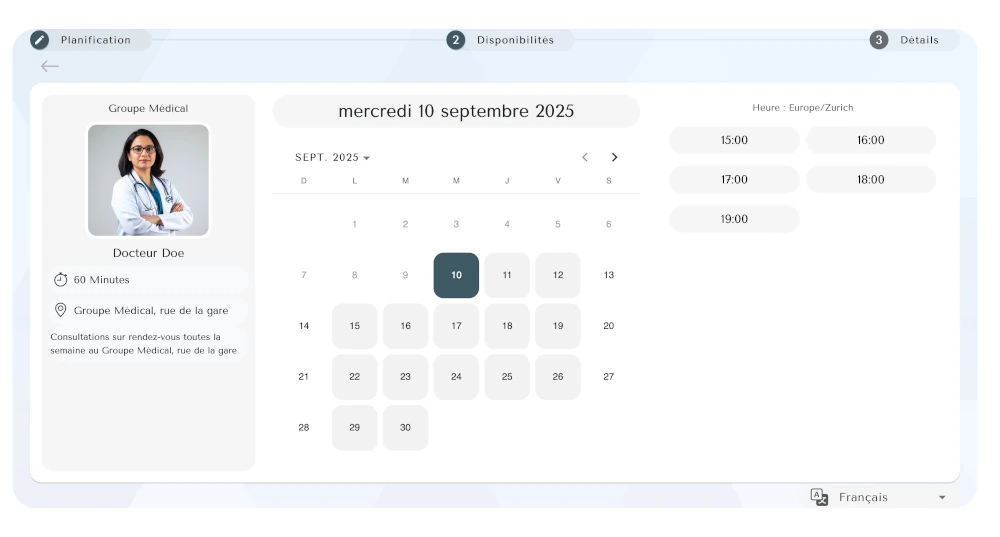 Cal24h preview van de interface van de boekingskalender