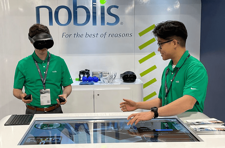 man using VR headset in an immersive tech demo