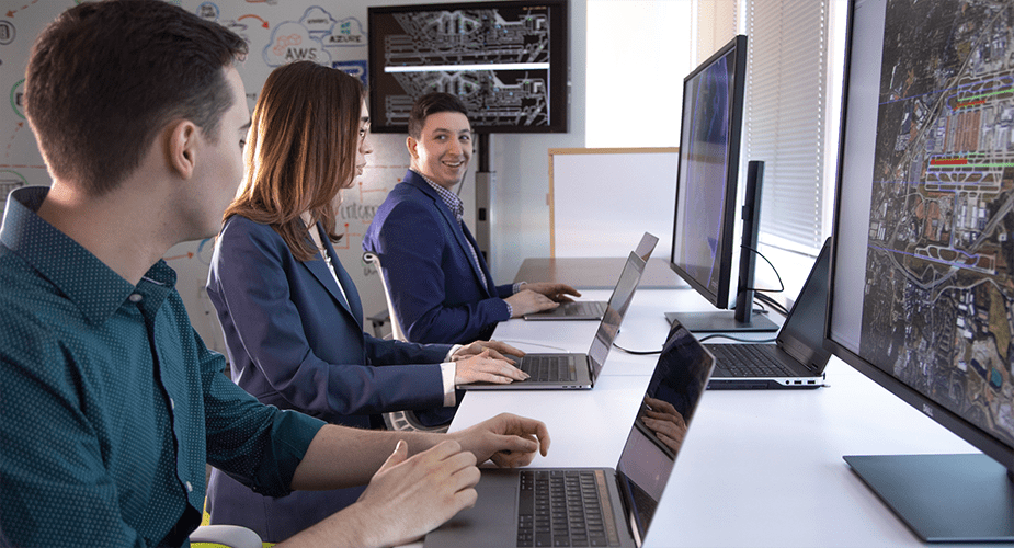 several people working on computers