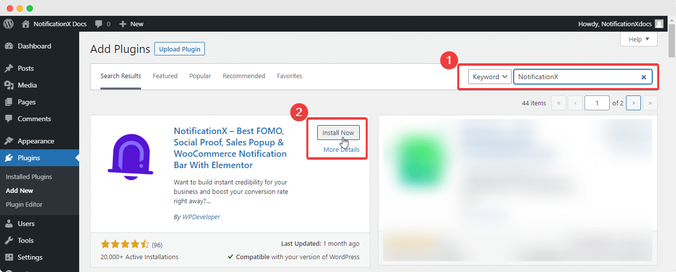 How to Install and Activate NotificationX 1 activate NotificationX