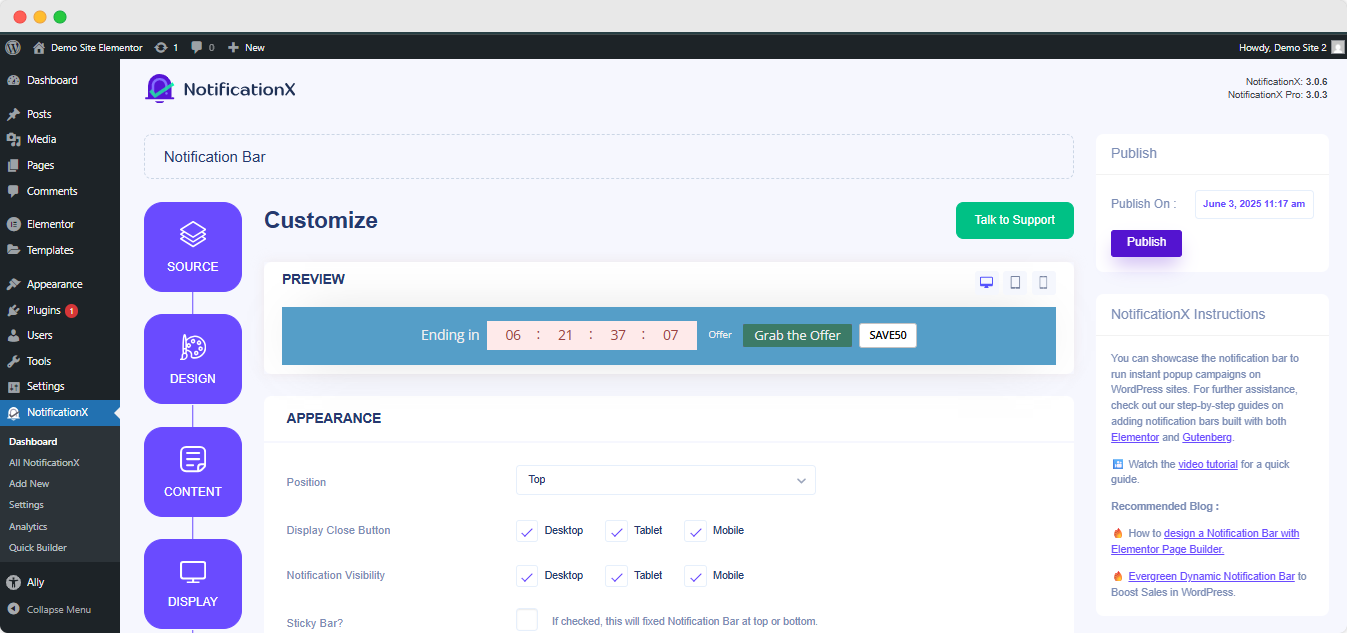 How to Use Notification Bar in NotificationX? 13 Notification Bar