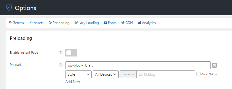 Perfmatters preload wp block library 1