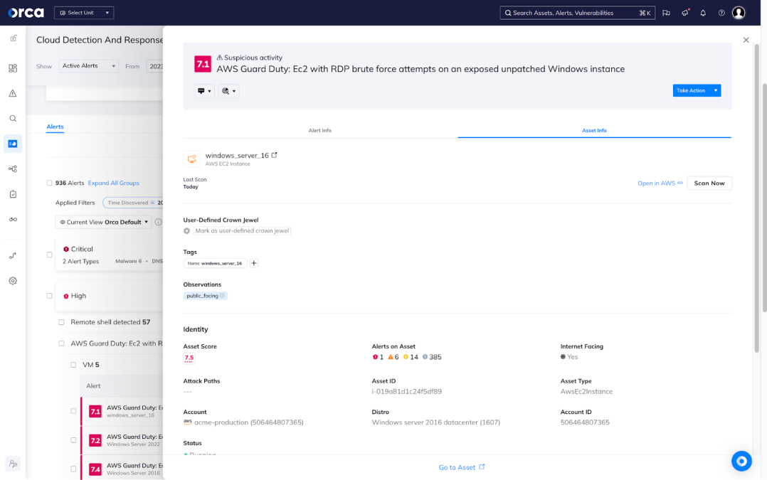 AWS Guard Duty intel in Orca Security
