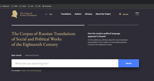 Homepage of the Corpus of Russian Translations – English Version