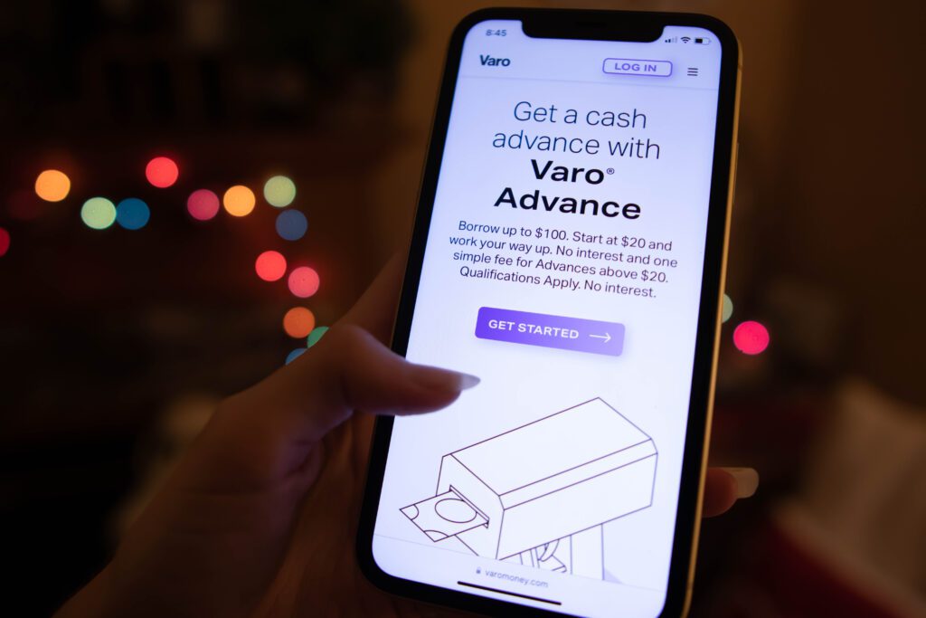 Varo Bank cash advances on phone screen