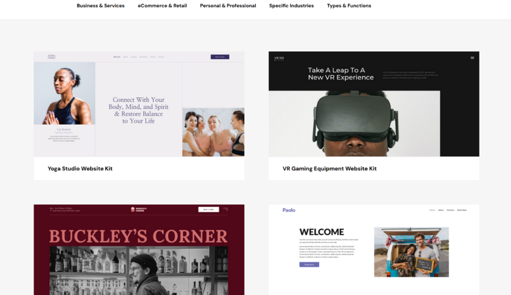 Elementor kits in template library