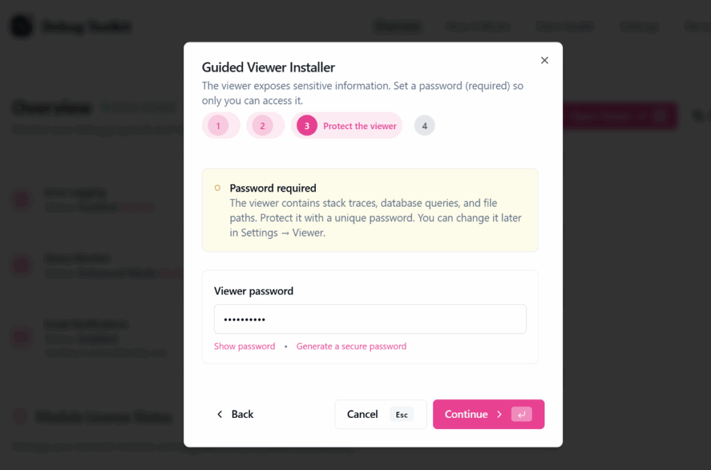 password protect the viewer app
