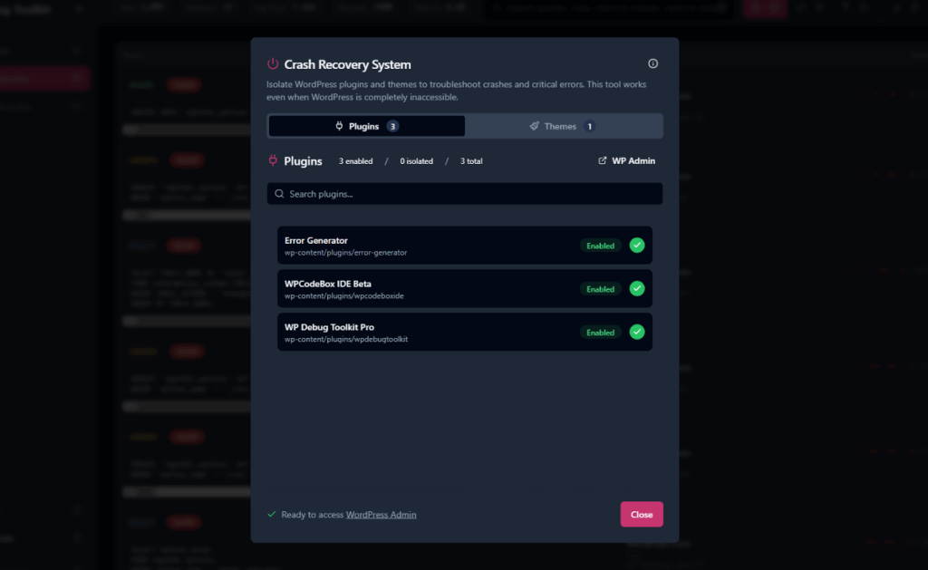 crash recovery system