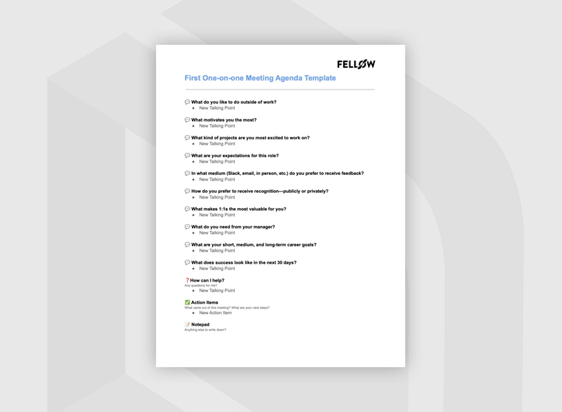 One-on-one Meeting Agenda Template