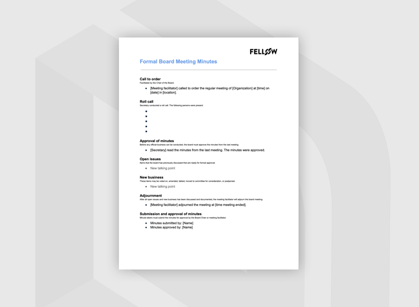 Board Meeting Agenda Template