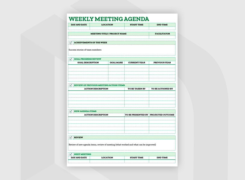 Green Weekly Meeting Agenda