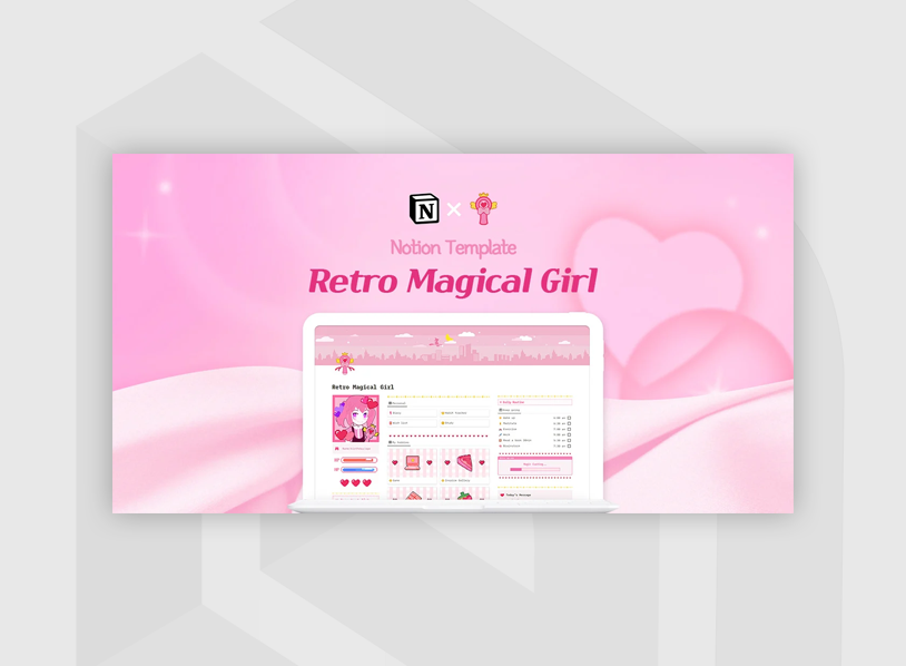 Retro Magical Girl Life Notion Dashboard Template