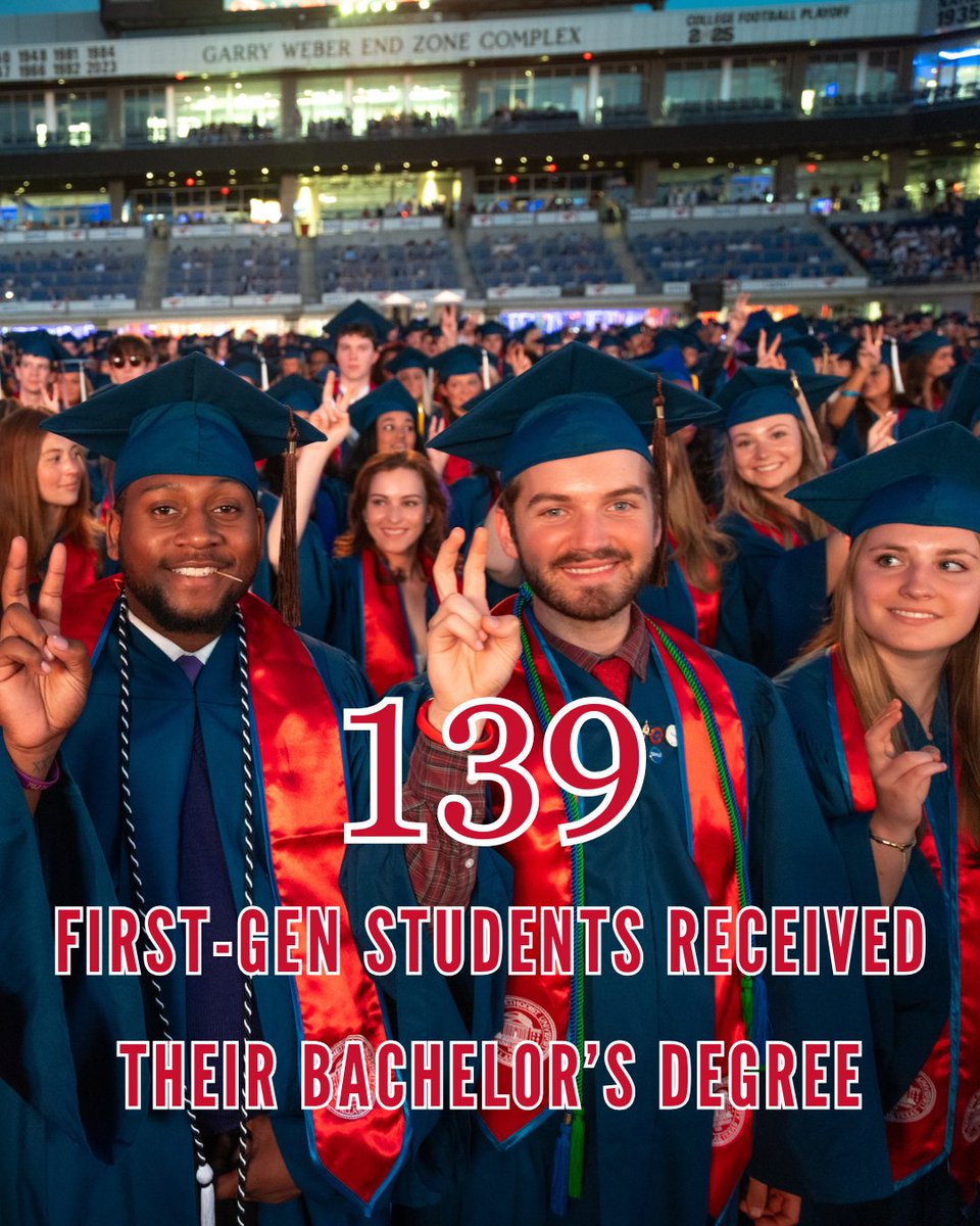 Three graduates holding up the SMU hand sign in their graduation cap and gown.