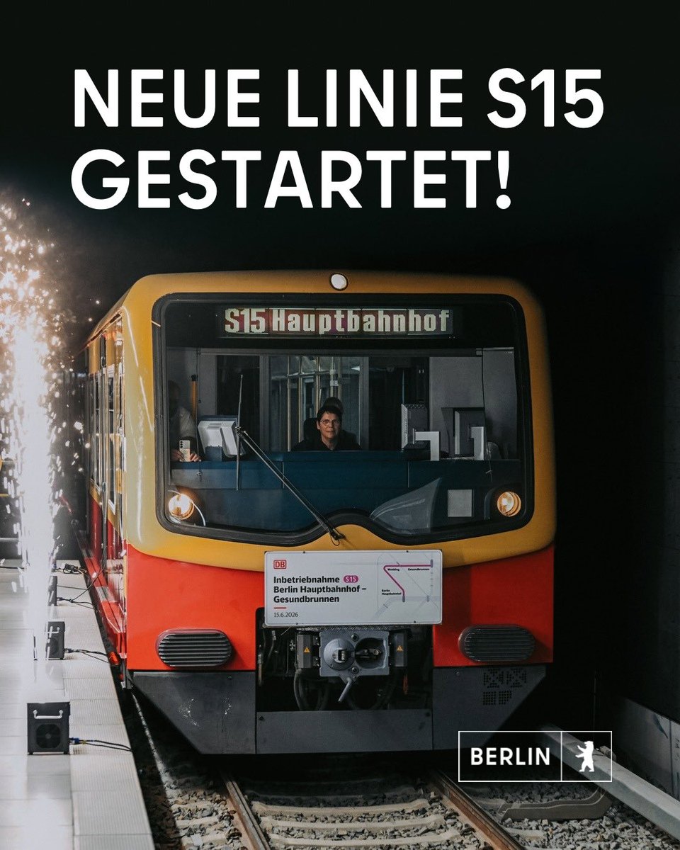 Bild der neuen S15. Text: Neue Linie S15 gestartet!