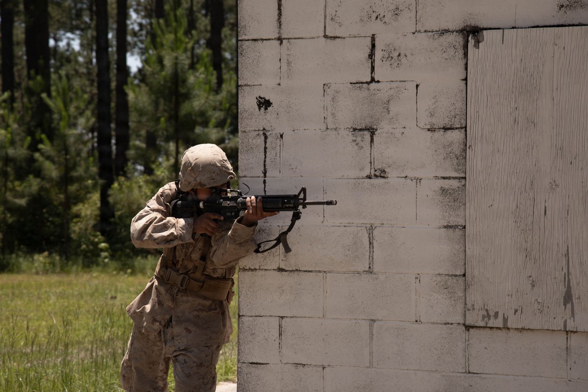 A U.S. Marine Corps recruit with Mike Company, 3rd Recruit Training Battalion, posts security during the Crucible aboard Marine Corps Recruit Depot Parris Island, S.C., June 4, 2026. The Crucible is a 54-hour event that signifies the transformation from recruit to Marine. (U.S. Marine Corps photo by Lance Cpl. Katherine Fohn)\n\n