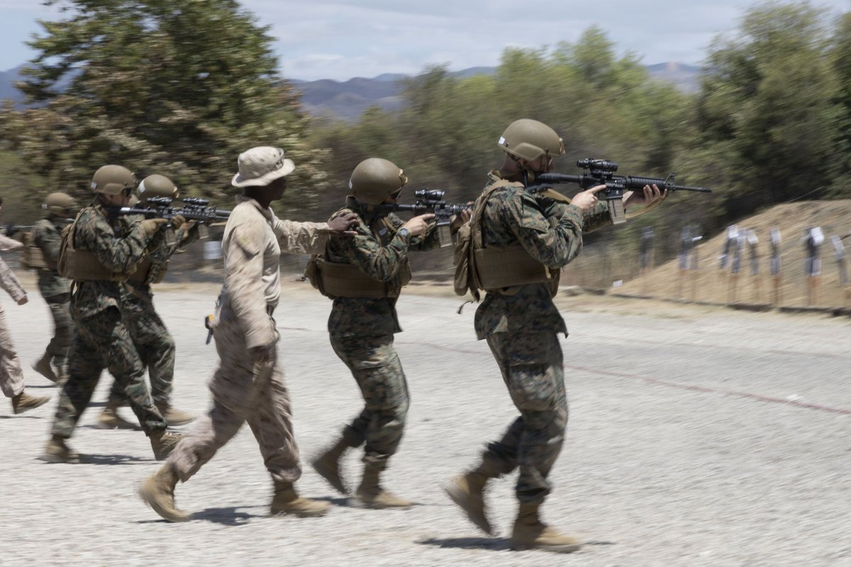 Midshipmen fire M4 carbine\u2019s during Fleet Marine Force training\u202Fwith U.S. Marines with 1st Combat Engineer Battalion, 1st Marine Division at Range 300 at Marine Corps Base Camp Pendleton, California, May 29, 2026. Fleet Marine Force training is a month-long specialized summer program for Marine Option midshipmen, where they engage with key elements of the Marine Air Ground Task Force. Their training includes live-fire ranges, Infantry Immersion Training, land navigation, and exposure to various Military Occupational Specialties. (U.S. Marine Corps photo by Lance Cpl. Mia Ocampo)\n\n